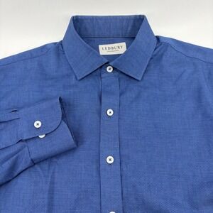 Ledbury Dress Quintessential Blue Birds Eye Cotton Shirt Regular 16.5 5W22N1-609